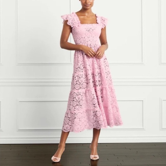 Hill House Dresses & Skirts - Hill House Pink Lace Ellie Nap Midi Dress Sz S Collectors Edition Cottagecore